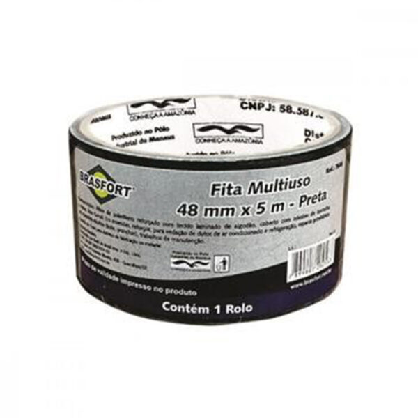 FITA SILVER TAPE CINZA E PRETA BRASFORT